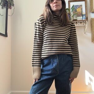 striped mockneck sweater by j crew